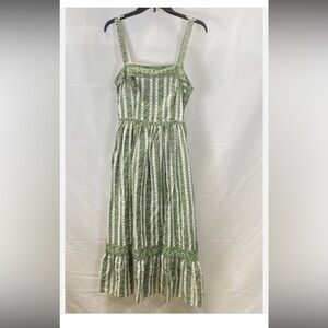 Max Studio Green and White Floral Midi Dress